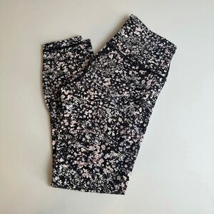 Lululemon Wunder Under High-Rise Floral Leggings Size 6 Black Lavender  25"